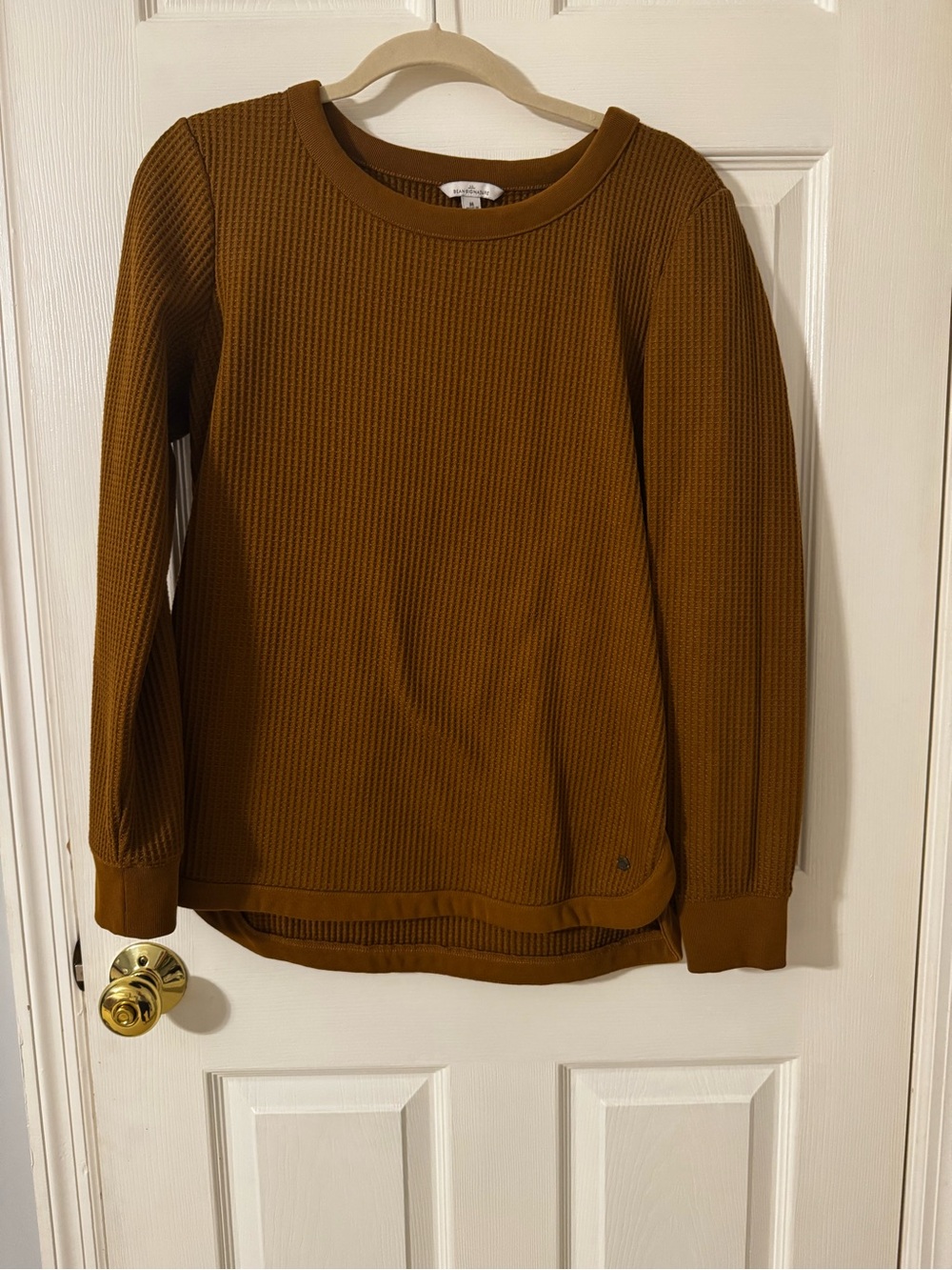 L.L. Bean Signature Brown Waffle Thermal Long Sleeve Shirt Womens M